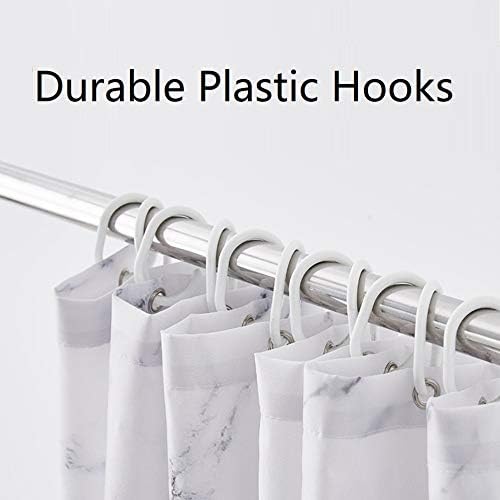 Marble Bathroom Shower Curtain,Grey and White Fabric Shower Curtain with Hooks,Unique 3D Printing,Decorative Bathroom Accessories,Water Proof,Reinforced Metal Grommets,Standard 72x72 Inches