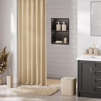 XLHOMO 26PC Bathroom Accessories Set - Gorgeous Bathroom Set, Beige Bathroom Accessory Set, Shower Curtain Set with Bathtub Mats for Shower Tub, Trash Can & Soap Dispenser