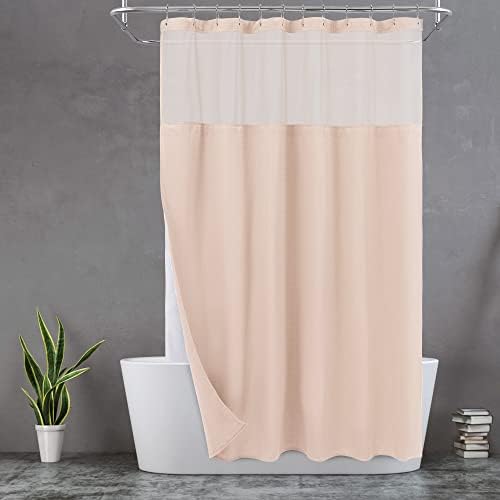 N&Y HOME Waffle Weave Shower Curtain with Snap Liner 71x72 Rosewater Pink