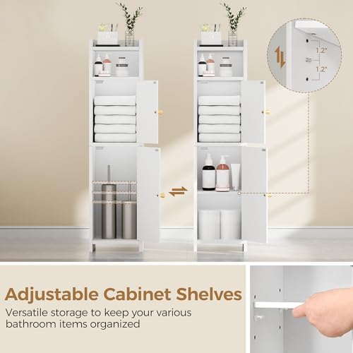 BEWISHOME Small Bathroom Storage Cabinet, 2 Doors Narrow Bathroom Cabinet