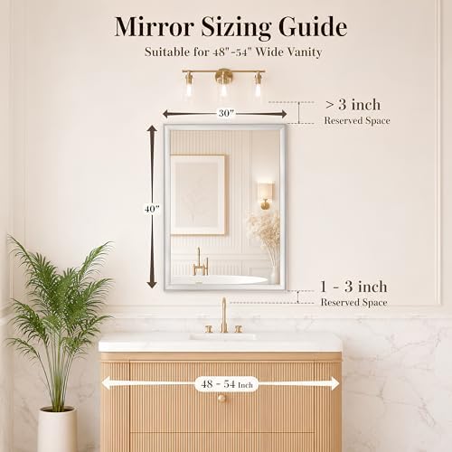 Brushed Nickel Bathroom Mirrors for Over Sink 30x40 Inch