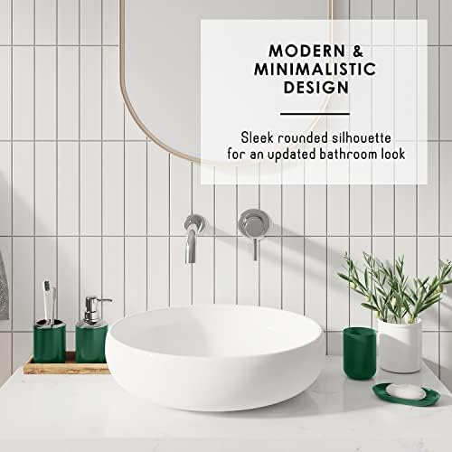 Clara Clark Bathroom Set - Green Bathroom Accessories Set, Bathroom Sets with Shower Curtain and Rugs, 23PC Shower Curtain Set with Liner, Soap Dispenser, Soap Dish, Toilet Brush Holder, and Trash Can