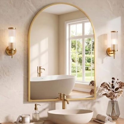 NEWBULIG 38"X30" Arched Bathroom Mirror for Over Sink, Wall Vanity Mirror