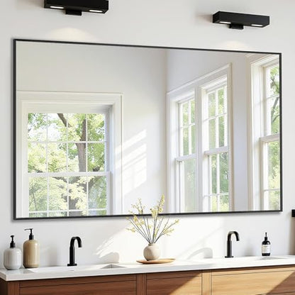 Bathroom Mirror 50" x 30", Large Rectangle Wall Mirror, Black