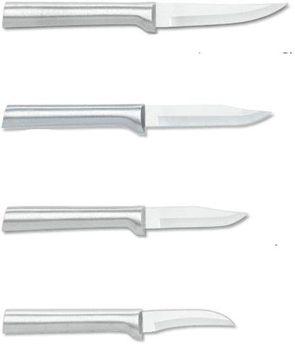 Rada Cutlery 4-Piece Granny, Peeling, Regular, and Heavy Duty Paring Knife Set, Stainless Steel Blades, Silver Handle