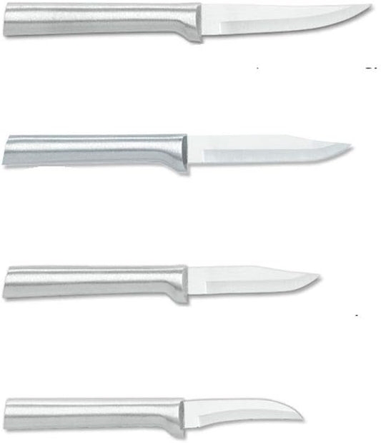 Rada Cutlery 4-Piece Granny, Peeling, Regular, and Heavy Duty Paring Knife Set, Stainless Steel Blades, Silver Handle