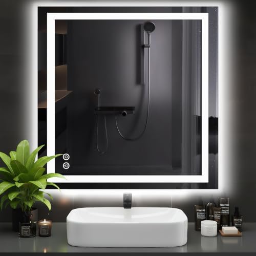 DUMOS 36.1"x36.1" LED Bathroom Mirror, Bathroom Vanity Mirror