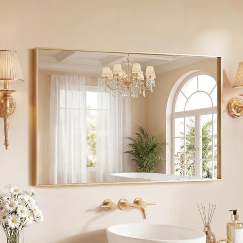 Sweetcrispy Gold Bathroom Mirrors for Over Sink, 24" x 40" Rectangle