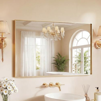 Sweetcrispy Gold Bathroom Mirrors for Over Sink, 24" x 40" Rectangle