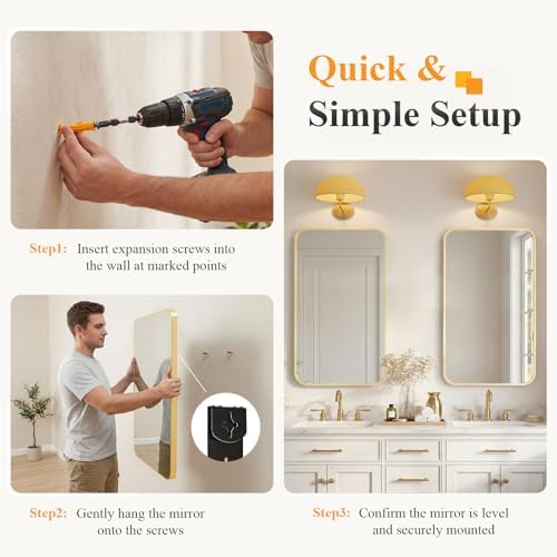 Sweetcrispy Bathroom Mirror, Vanity Mirrors for Wall, 30x48 Inch