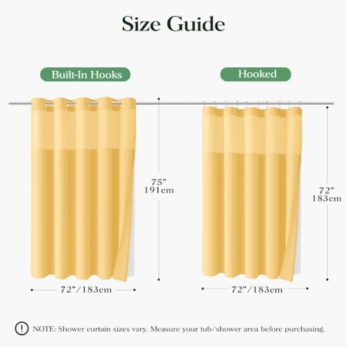 Dynamene Gold Hook Free Waffle Shower Curtain & Snap-in Fabric Liner,72x75