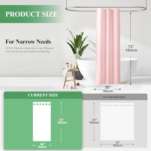 Dynamene Stall Waffle Shower Curtain 256 GSM Heavy Fabric 36x72 Pink