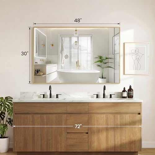 Sweetcrispy Bathroom Mirror, 30" x 48" Rectangle Wall Mount Mirrors
