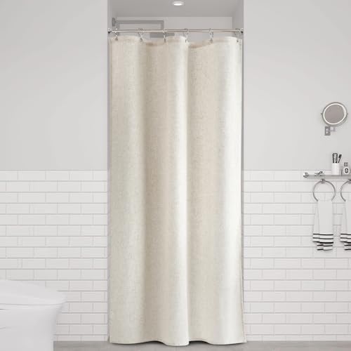 Naturoom Linen Shower Curtain 36x72 Inch for Bathroom Beige 1 Panel