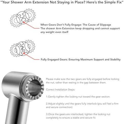 11 Inch Adjustable Shower Head Extension Arm With Locking Set Screw, Singing Rain 304 Stainless Steel Matt Black Angle Height Adjustable, Easy Install, G1/2 Universal Connector Compatible (Matt Black)