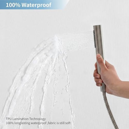 Extra Long Fabric Shower Curtain,No Liner Needed,72"x96",White
