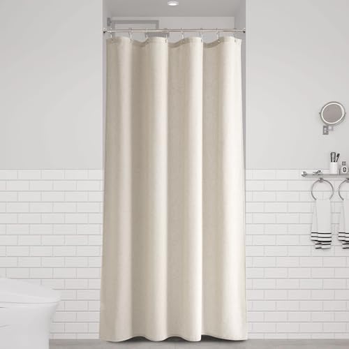 Naturoom Linen Shower Curtain 48x72 Inch for Bathroom Apricot 1 Panel