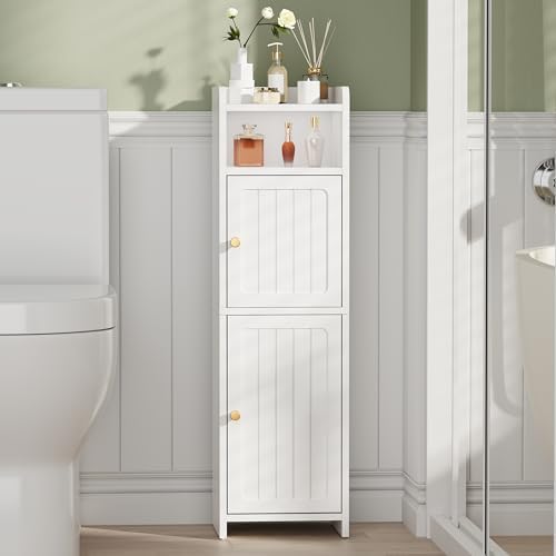 BEWISHOME Slim Bathroom Storage Cabinet, 2 Doors Small Bathroom Cabinet