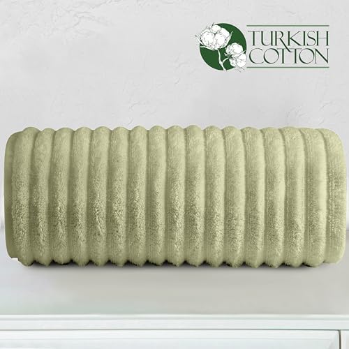 Elegant Comfort 100% Turkish Cotton Corduroy Ribbed Luxury Jumbo Bath Towel Ultra Soft - 35 x 70 Inch - Luxury Spa Premium Hotel Quality Highly Absorbent and Quick Dry Large Bath Towel, Mint Green