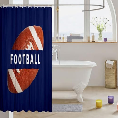 jejeloiu Shower Curtain 72"x78" Football Bath Curtain for Boys Girls Teens Gaming Sports Women Men Gift for Football Lover Kids Bathroom Accessories