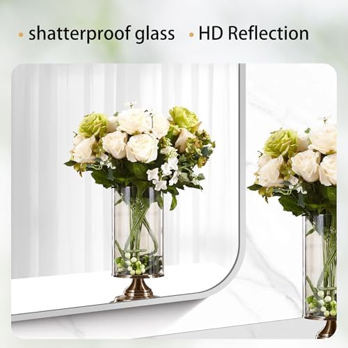 DESBING 40" x 36"Bathroom Mirror, Silver Wall Mirror with Metal Frame, Decorative Rectangular Vanity Mirror for Bedroom Bathroom Living Room Entryway (Horizontal/Vertical)