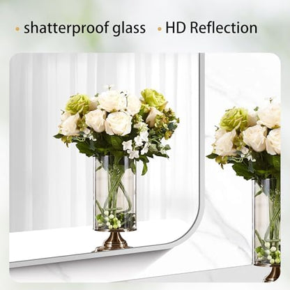 DESBING 40" x 36"Bathroom Mirror, Silver Wall Mirror with Metal Frame, Decorative Rectangular Vanity Mirror for Bedroom Bathroom Living Room Entryway (Horizontal/Vertical)
