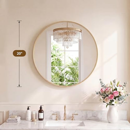 Sweetcrispy Round Bathroom Wall Mirror, Circle Vanity Mirror, 20 Inch