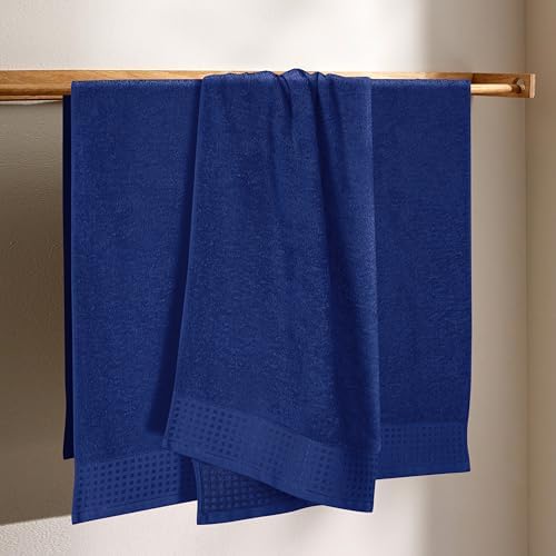 GLAMBURG Ultra Soft 4 Pack Oversized Bath Towel Set 27x54 inches, 100% Cotton Bath Towels, Highly Absorbant Compact Quickdry & Lightweight Towel, Ideal for Gym Travel Camp Pool - Navy Blue