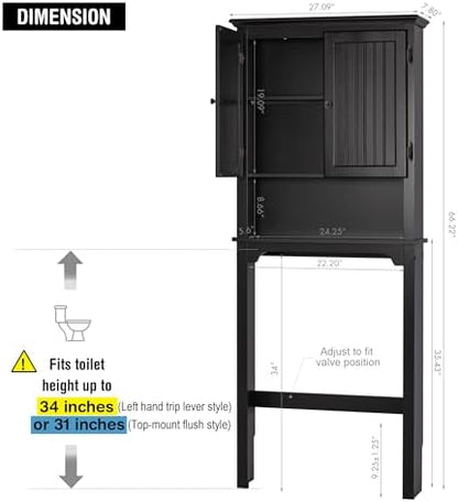 UTEX Above Toilet Storage Cabinet, Bathroom Organizer with Doors, Espresso