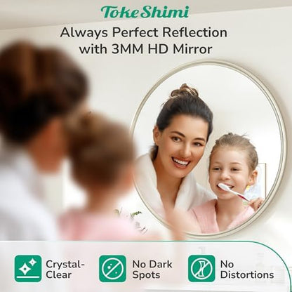 TokeShimi 30 Inch Brushed Nickel Mirror Round Tempered, Shatterproof Bathroom Vanity Mirror Circle, Metal Farmhouse Wall Mounted Mirror for Vanity, Entryway, Bedroom, Restroom, Living Room