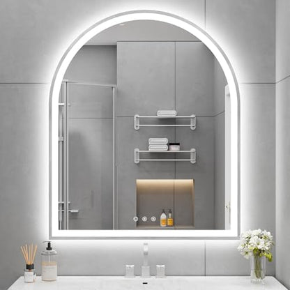 30"x36" Arched LED Lighted Bathroom Mirror with Lights