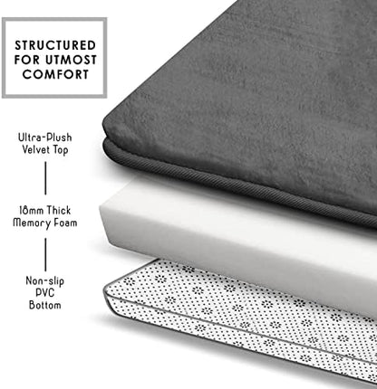 Clara Clark Bathroom Rugs, Velvet Memory Foam Bath Mat, Non-Slip, Machine Washable Bath Rugs - Dries Quickly, Ultra Soft Plush Bath Mats for Bathroom, 20 x 32, Grey