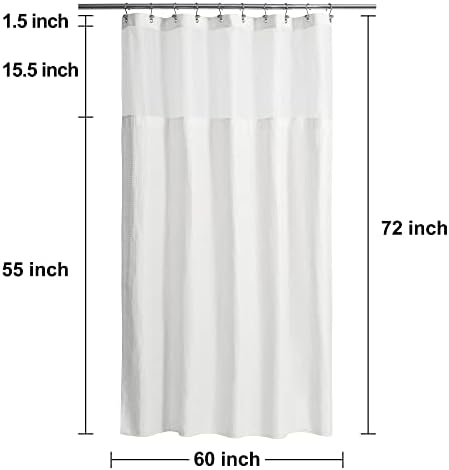 N&Y HOME 60 x 72 Waffle Weave Shower Curtain with Snap-in Liner Set White