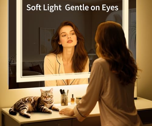 55"x30" LED Bathroom Mirror with Lights,Anti-Fog,3 Color Modes