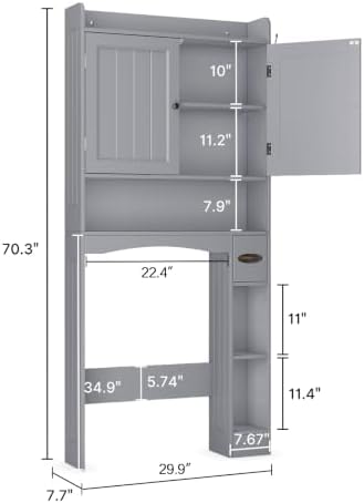 Ahomly Over The Toilet Storage Cabinet, 29.9" W, Espresso
