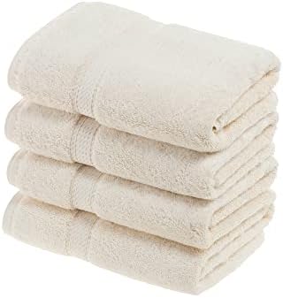 SUPERIOR Egyptian Cotton Plush & Absorbent, Hand Towel Set of 4, Cream