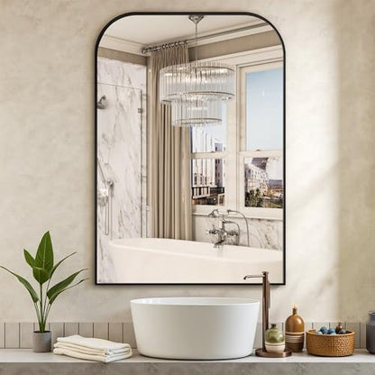 Delma 40"x28" Black Metal Framed Bathroom Mirror for Over Sink