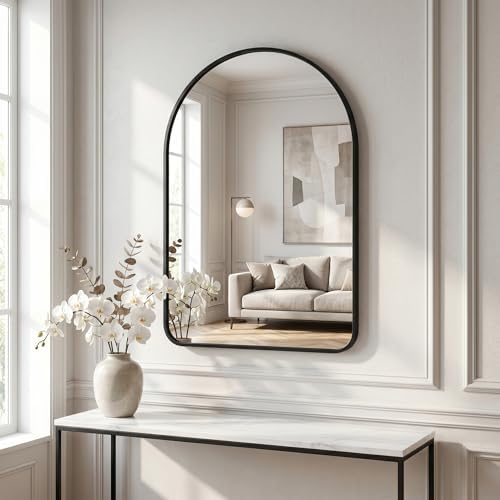 HARRITPURE 24"x36" Arched Bathroom Mirror Wall Mounted Black Arch Mirror