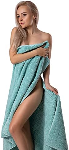 BAGNO MILANO Turkish Cotton Bath Towels, Hand Towels - Soft Plush Jacquard Collection - Highly Absorbent Towel Set (Aqua Green, 4 Pcs Hand Towel Set)