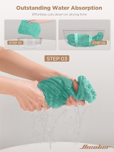 Hicober Microfiber Hair Towel Wrap for Women, Pink Purple Green, 3-Pack