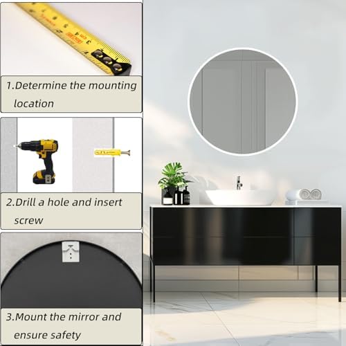 Round White Mirror 26 Inch, Matte White Metal Frame, Circle Mirror