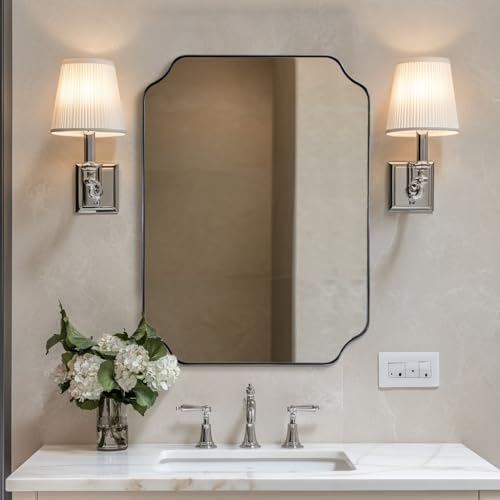 ANDY STAR 22"x30" Chrome Scalloped Mirrors for Bathroom Sink