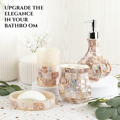 Milano Mother of Pearl 4 Piece Resin Bathroom Accessories Set