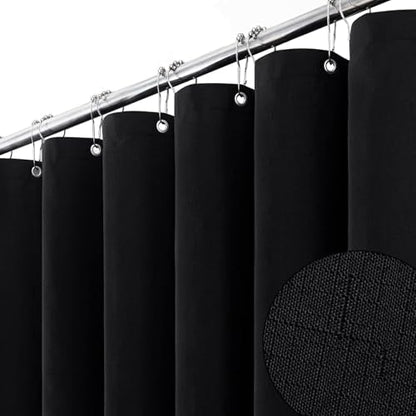 BTTN Narrow Linen Textured Waterproof Thick Shower Curtain, 54x72, Black