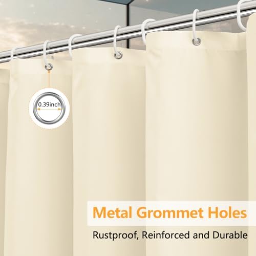 Seenus Waterproof Fabric Shower Curtain Liner with 3 Weighted Magnets, 72 x 84 inch Extra Long Cream Cloth Shower Liner Machine Washable, Hotel Quality Lightweight Tall Shower Curtain for Bathroom