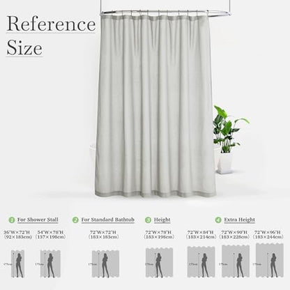 KGORGE Linen Blend Semi-Sheer Shower Curtains Grey for Bathroom