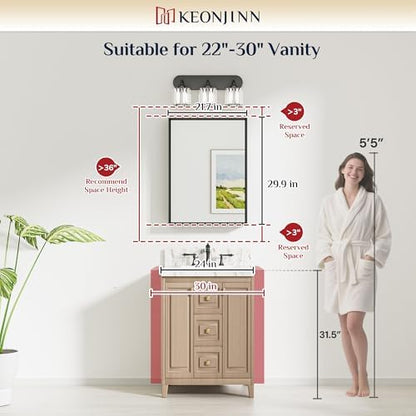 Keonjinn 22 x 30 Inch Brushed Nickel Bathroom Mirrors for Over Sink