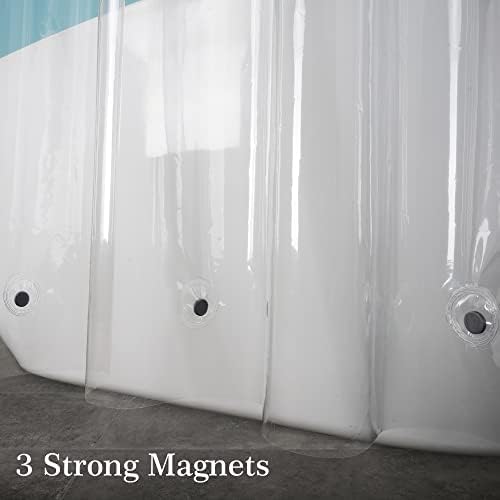 EurCross Extra Wide Shower Curtain Liner 108x72 with 3 Big Magnet Weights, Heavy Duty 9G PEVA Extra Large Clear Plastic Shower Curtain for Bathroom with 18 Metal Holes