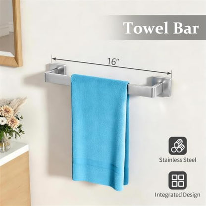 STWWO 5-Piece Bathroom Accessories Hardware Set Brushed Nickel