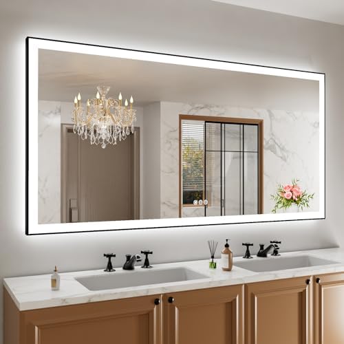 Amorho 72"x32" LED Bathroom Mirror, Frontlit&Backlit, Controlled Separately